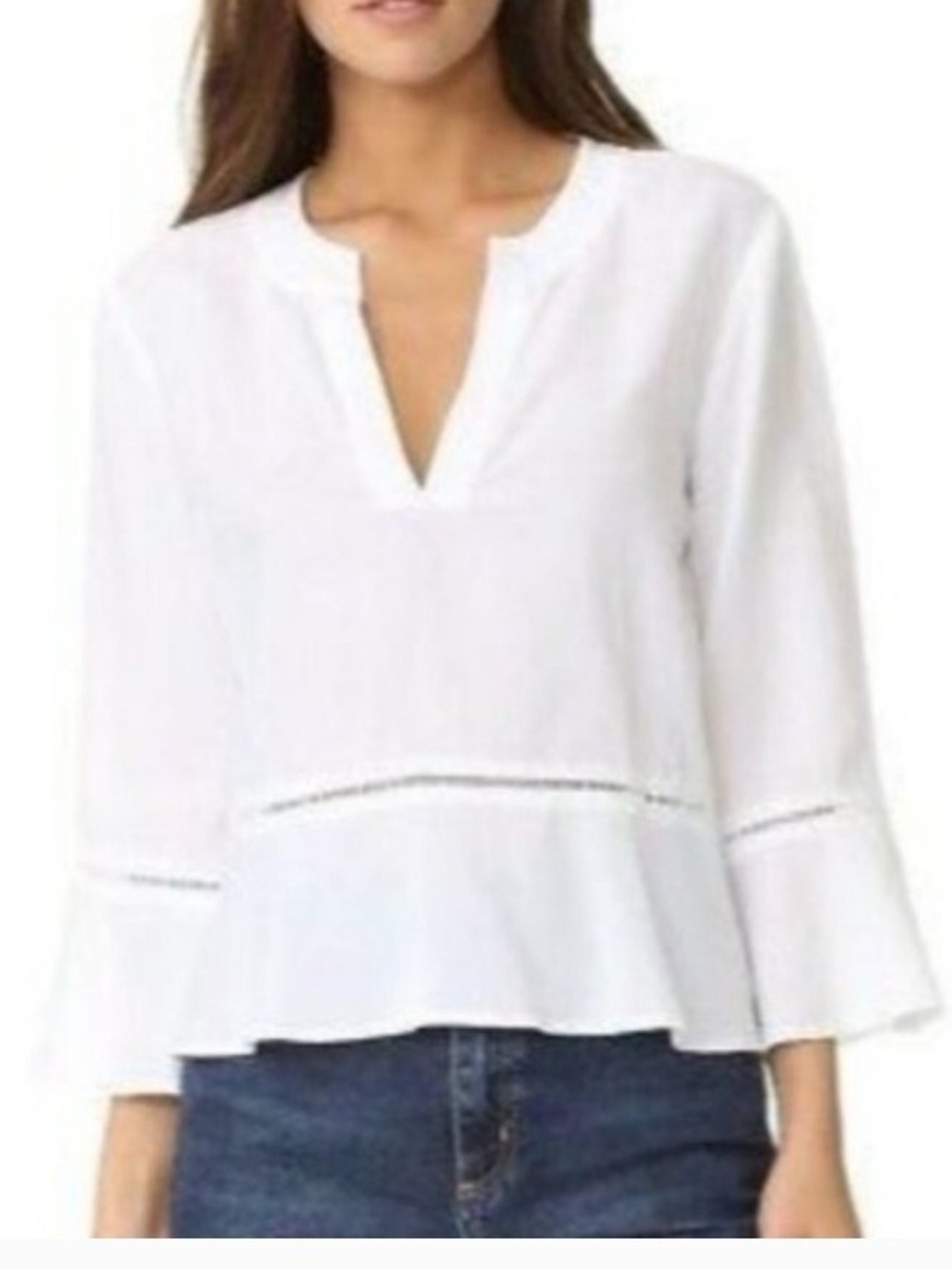 cloth & stone White V-Notch Peplum Blouse